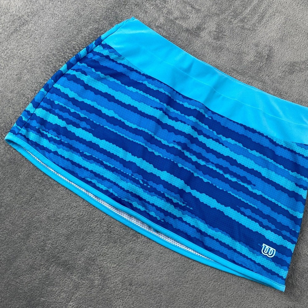 Wilson Women Small Skort Blue Striped Athletic Tennis Skirt Mesh Pocket